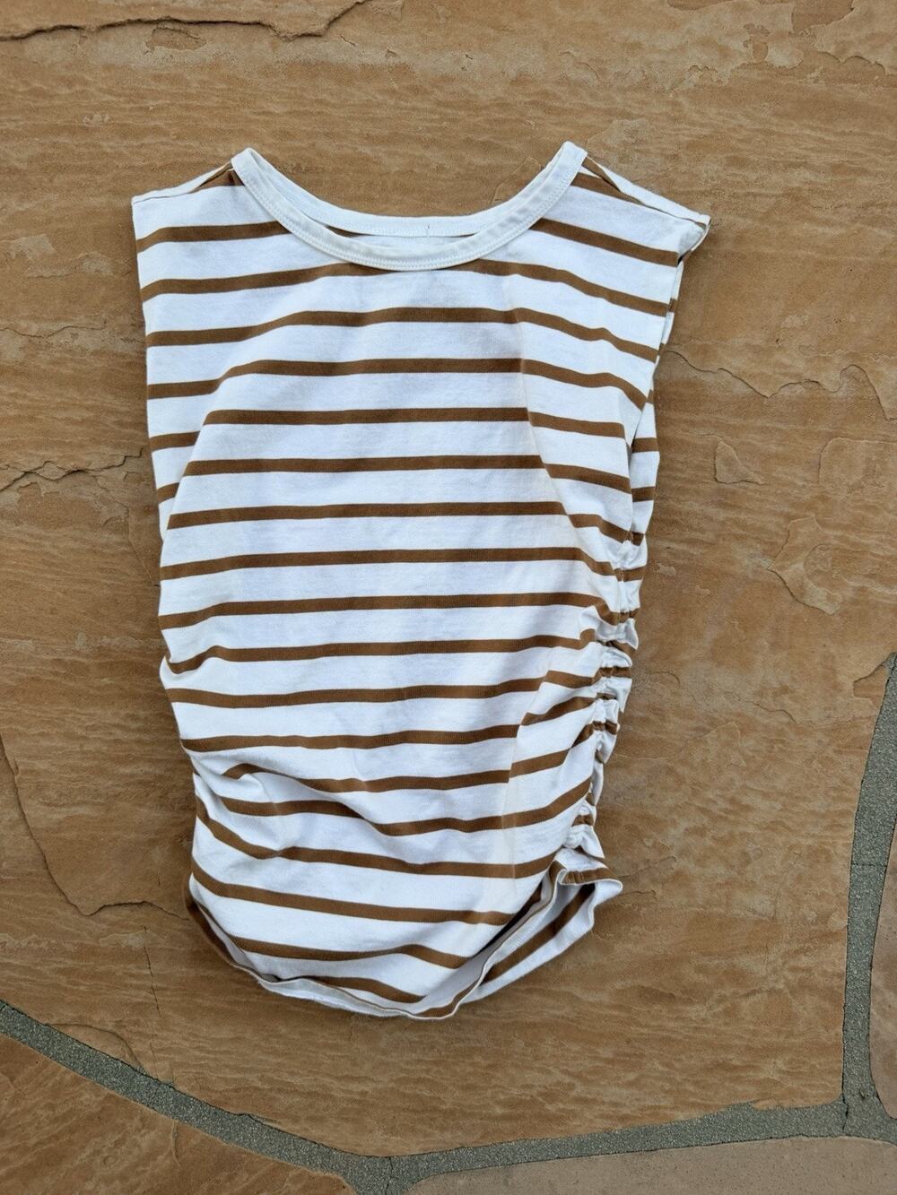 Loft Women's Sleeveless Top Cream And Tan Striped Size XS